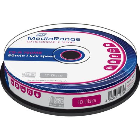 CD-R MediaRange 80' 700MB 52x Cake Box x 10 MR214